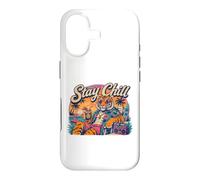 Carcasa para iPhone 17 Stay Chill Tiger Tropical Beach Vacaciones Retro Verano Vibes