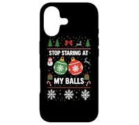 Carcasa para iPhone 17 Stop Starring At My Balls -Meme Navideño Divertido con Bolas
