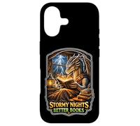 Carcasa para iPhone 17 Stormy Night Cozy Dragon Reading Fantasía Criatura