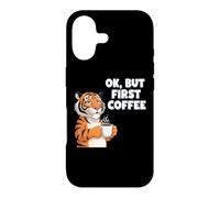 Carcasa para iPhone 17 Taza con Cita Ok But First Coffee Lover Tiger Tired Sleepy Work