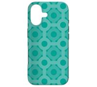 Carcasa para iPhone 17 Teal Turquoise Circles Lines Hexagonal Oceanic Pattern