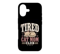 Carcasa para iPhone 17 Tired Cat Mom Club Vintage Agotado Divertido Gráfico