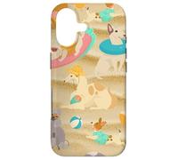 Carcasa para iPhone 17 Tropical Summer Sandy Beach Dogs Cute Caniche Chihuahua Puppy