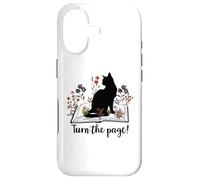 Carcasa para iPhone 17 Turn The Page Books & Cats Black Cat Women Floral Book Lover