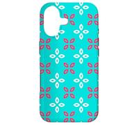 Carcasa para iPhone 17 Turquoise Blue Red Leaf Petal Cross Bloom Geometric Pattern