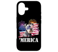 Carcasa para iPhone 17 USA American Flag Merica 4th July Miniature Schnauzer Lover