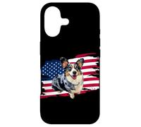 Carcasa para iPhone 17 USA Flag 4th of July Fourth Independence Blue Merle Corgi