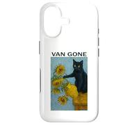 Carcasa para iPhone 17 Van Gogh Gato Negro con Girasoles Gato Divertido