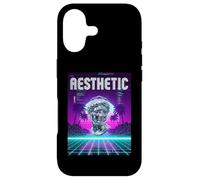 Carcasa para iPhone 17 Vaporwave Aesthetic Bust Grid Palm Tree 80s Retro