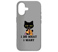 Carcasa para iPhone 17 Vintage Black Cat Pizza Café I Do What I Want Funny My Cat