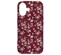 Carcasa para iPhone 17 Vintage Borgoña Floral Patrón Elegante Rojo Wildflower Art