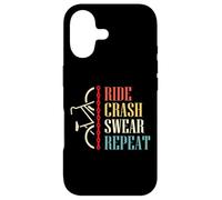 Carcasa para iPhone 17 Vintage Ride Crash Swear Repeat - Funny Retro Mountain Bike