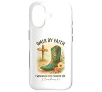 Carcasa para iPhone 17 Walk by Faith 2 Corinthians 5:7 Western Boot Watercolor