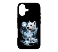 Carcasa para iPhone 17 West Highland White Terrier Howling to The Moon Retro 90