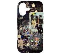 Carcasa para iPhone 17 Whimsical Disco Cat Y2K Starry Maroon Collage Estética