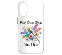 Carcasa para iPhone 17 with Brave Wings She Flies Dragonfly Rainbow Daisy Flower