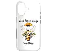 Carcasa para iPhone 17 with Brave Wings She Flies Flower Bee Daisy Floral Sunflower