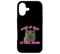 Carcasa para iPhone 17 Woke Up Sexy As Hell Again Funny Cat Meme Sarcastic