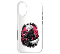 Carcasa para iPhone 17 Wolf Anime Girl Samurai Katana Rosa Negro Diseño Estético