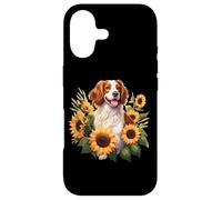 Carcasa para iPhone 17 Womens Girls Cute Funny Sunflowers Brittany Spaniel Lover