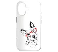 Carcasa para iPhone 17 Womens & Girls Cute Red Glasses Hipster Lover Basenji Mom