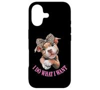 Carcasa para iPhone 17 Womens Girls I Do What I Want Leopard Print Bow Pitbull Dog