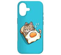 Carcasa para iPhone 17 Womens Girls Kawaii Egg Toast Napping Brown Tabby Cat