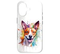 Carcasa para iPhone 17 Womens Girls Kids Watercolor Art Paint Splash Basenji Lover