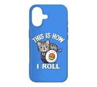 Carcasa para iPhone 17 Womens Kawaii Kids How I Roll Sushi Gray Tabby Cat Lover