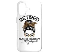Carcasa para iPhone 17 Womens Messy Bun Retirement Shirt Not My Problem Anymore