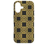 Carcasa para iPhone 17 Yellow Black Beige Square Spiral Greek Pattern