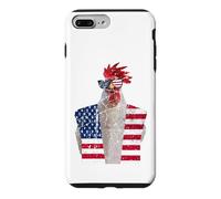 Carcasa para iPhone 7 Plus/8 Plus 4 de Julio patriótico Gallo Pollo Rojo Blanco Azul Bandera de Estados Unidos