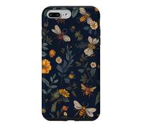Carcasa para iPhone 7 Plus/8 Plus Abejas y Flores Silvestres en Azul Oscuro