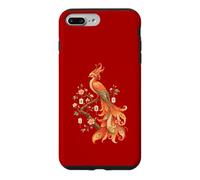 Carcasa para iPhone 7 Plus/8 Plus Amante de los Azulejos de Mahjong Phoenix con Forma de pájaro fénix en Flor