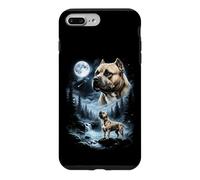 Carcasa para iPhone 7 Plus/8 Plus American Bully Aullando a la Luna, Perro Retro de los 90