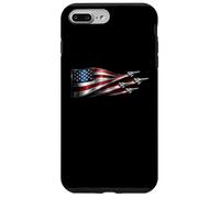 Carcasa para iPhone 7 Plus/8 Plus American Patriotic Fighter Jets USA Flag ondeando el 4 de Julio
