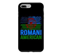 Carcasa para iPhone 7 Plus/8 Plus American Romani | Banderas de Roma Traveller & USA envejecidas