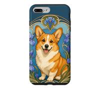 Carcasa para iPhone 7 Plus/8 Plus Arte Floral Art Nouveau Iris Dog Happy Corgi