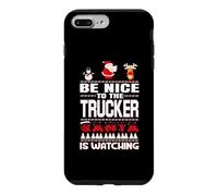 Carcasa para iPhone 7 Plus/8 Plus Be Nice To The Trucker Santa Is Watching Funny Christmas