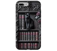 Carcasa para iPhone 7 Plus/8 Plus Biblioteca gótica de Gato Negro Dark Academia estantería Vintage