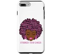 Carcasa para iPhone 7 Plus/8 Plus Black Women Queen Stronger Than Breast Cancer Pink Ribbon