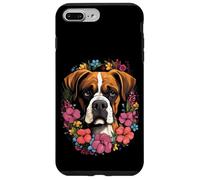 Carcasa para iPhone 7 Plus/8 Plus Boxer - Ramo de Flores con Cara de Perro Cervatillo Boxeador dueño criador mamá