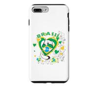 Carcasa para iPhone 7 Plus/8 Plus Brasil-Brasil - Corazón de Gato Lindo Amante de la Bandera de Brasil