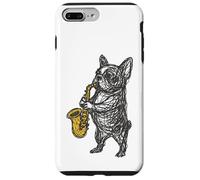 Carcasa para iPhone 7 Plus/8 Plus Bulldog Francés Saxofón Boceto