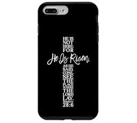 Carcasa para iPhone 7 Plus/8 Plus Camisa de Pascua Feliz con Texto en inglés He Is Risen Jesus Cross Scripture Matthew