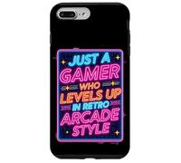 Carcasa para iPhone 7 Plus/8 Plus Camiseta para Videojuegos Estilo Arcade Retro de los 80 con diseño «Just a Gamer Who Levels Up»