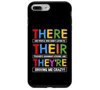 Carcasa para iPhone 7 Plus/8 Plus Camisetas Divertidas de Humor con Texto en inglés There Their Are English Grammar Teacher