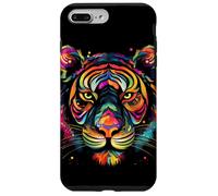 Carcasa para iPhone 7 Plus/8 Plus Cara de Tigre Colorida, Arte de Animales Salvajes, Gatos Grandes, Negro