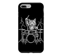 Carcasa para iPhone 7 Plus/8 Plus Cat Drummer Rock Star Baquetas Concierto Batería Amante de la música