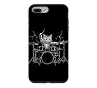 Carcasa para iPhone 7 Plus/8 Plus Cat Drummer Rock Star Baquetas Concierto Batería Amante de la música